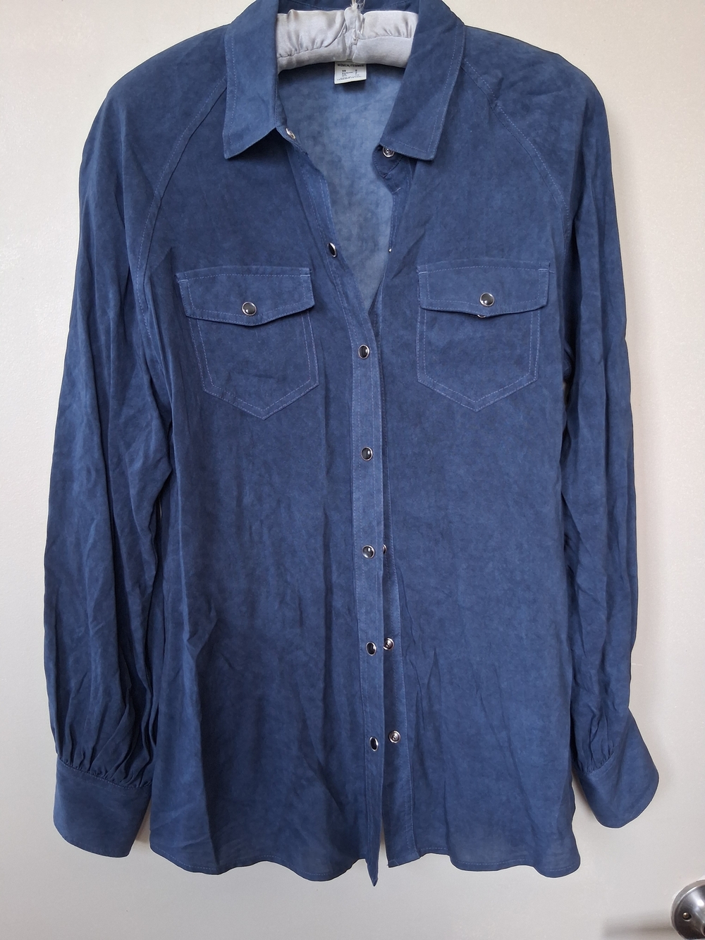 Ariar Womens Blue Button-Front Shirt